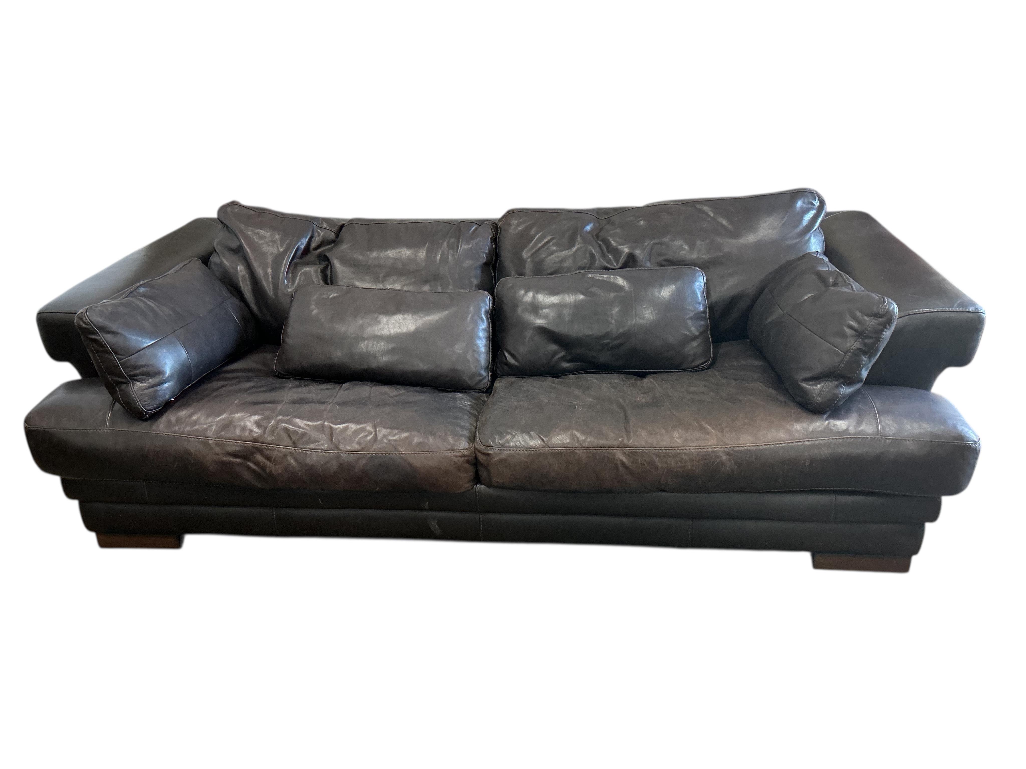 A contemporary Incanto Italian brown leather settee, width 240cm, depth 114cm, height 70cm